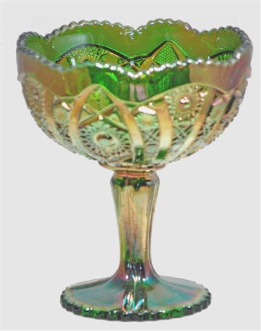 Large size Green (Helios) OCTAGON Compote  -Courtesy-Annie T.