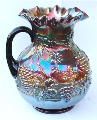 FLORAL & GRAPE Amethyst Pitcher-Note Bands across left-leaning lines