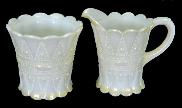 Sugar base and Creamer in LACY DEWDROP-Courtesy Seeck Auctions