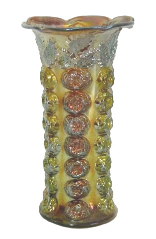 ROSE COLUMN Vase-Red & Gold painted areas iridized over.= Likely Experiment.$14,000