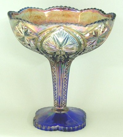 CATHEDRAL ARCHES 9 in. Compote, Blue - Courtesy Reichel Auctions