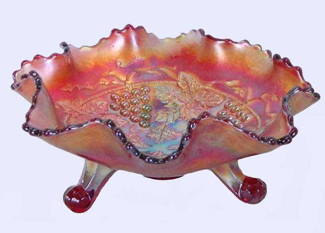 8 in. Red GRAPE & CABLE Bowl
