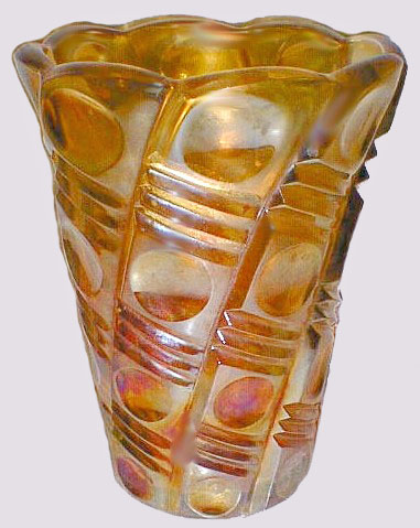 CIRCLES & GROOVES Vase in marigold weighs 3 lbs. By Walther, Germany, called PISA