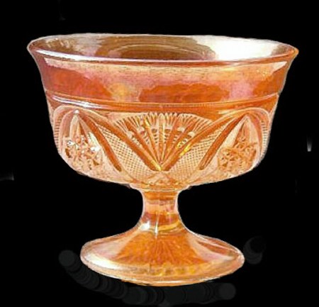 CURVED STAR Compote - 4 and three-fourths in. tall x 6 in. base diam. Has a plain interior.