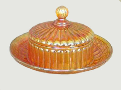 DEWHIRST BERRY BAND Butter Dish - 7 in. diam. platter.Cristalerias Piccardo-Argentina.