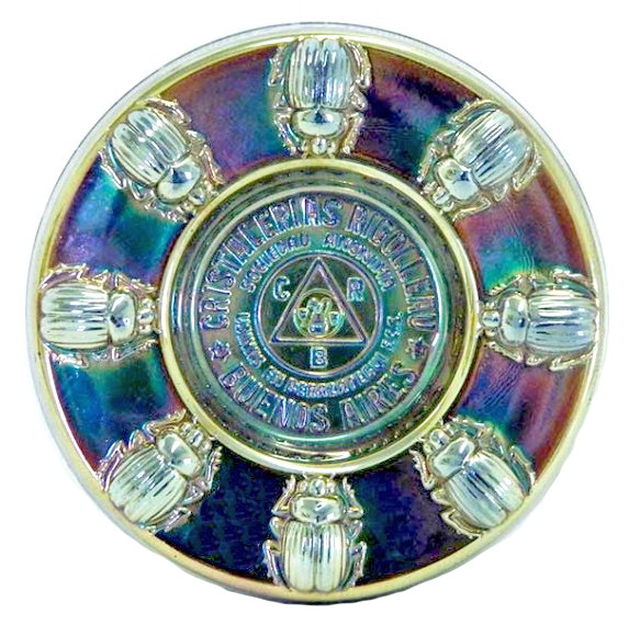 BEETLE ASHTRAY-Blue-circa 1925-$900.7-1 6.25 in. high  x  1 & on-eighth in. high.