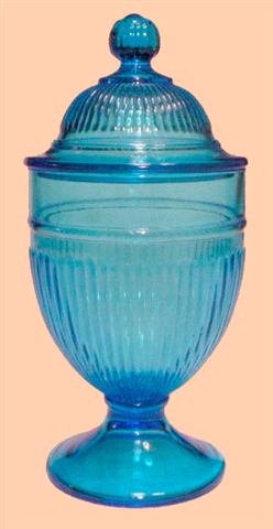 Diamond's ADAMS RIB Candy Jar in Celeste Blue-8 in. h. x 4 in. across open top