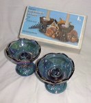 Harvest blue candleholders- with box