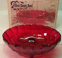 Red Flashed Oval Center Bowls