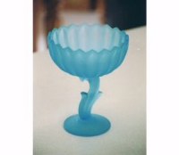 Tall Footed Compote in Blue Satin Mist