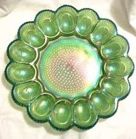 Green Carnival Egg Relish Tray