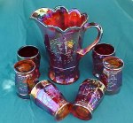 Indiana Glass Red Carnival Good Luck Set