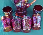 Indiana Glass Red Carnival Good Luck Tumblers