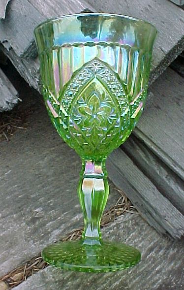 Lime Green Carnival Flower Medallion Goblet