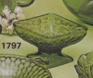 Pineapple & Floral in Olive Green 1978 Indiana Glass Catalog