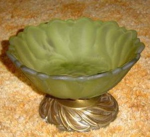 Wild Rose in Green Satin Glass