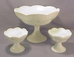 Milk Harvest Glass Three Piece Console Set